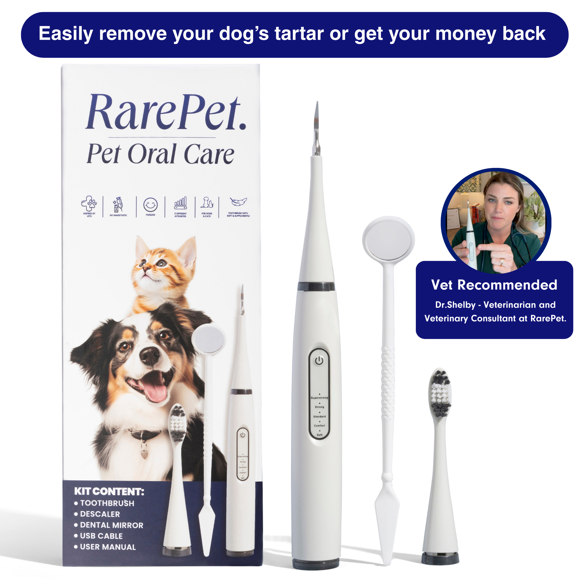 お手入れ・トリミング用品 RarePet.co 3 in 1 Pet Teeth Cleaning Kit Canident Kit — Sonic Dog Teeth Cleaner – RarePet. AU